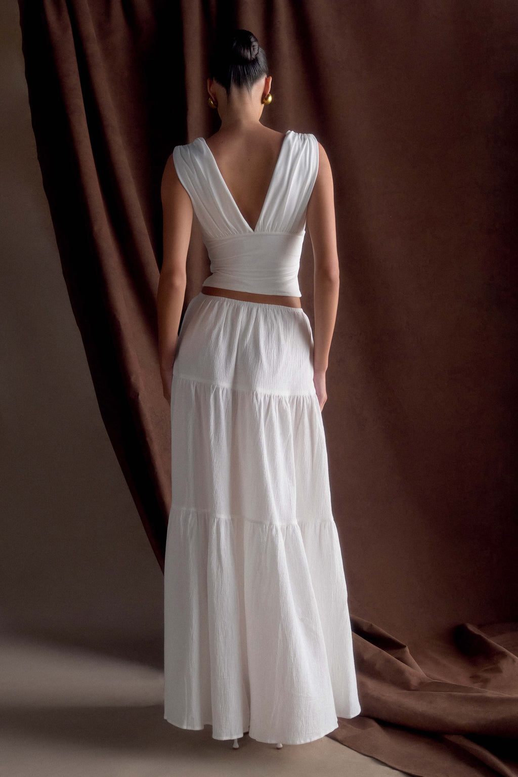 Jacinda Cotton Maxi Skirt in White – Chic&Drifts