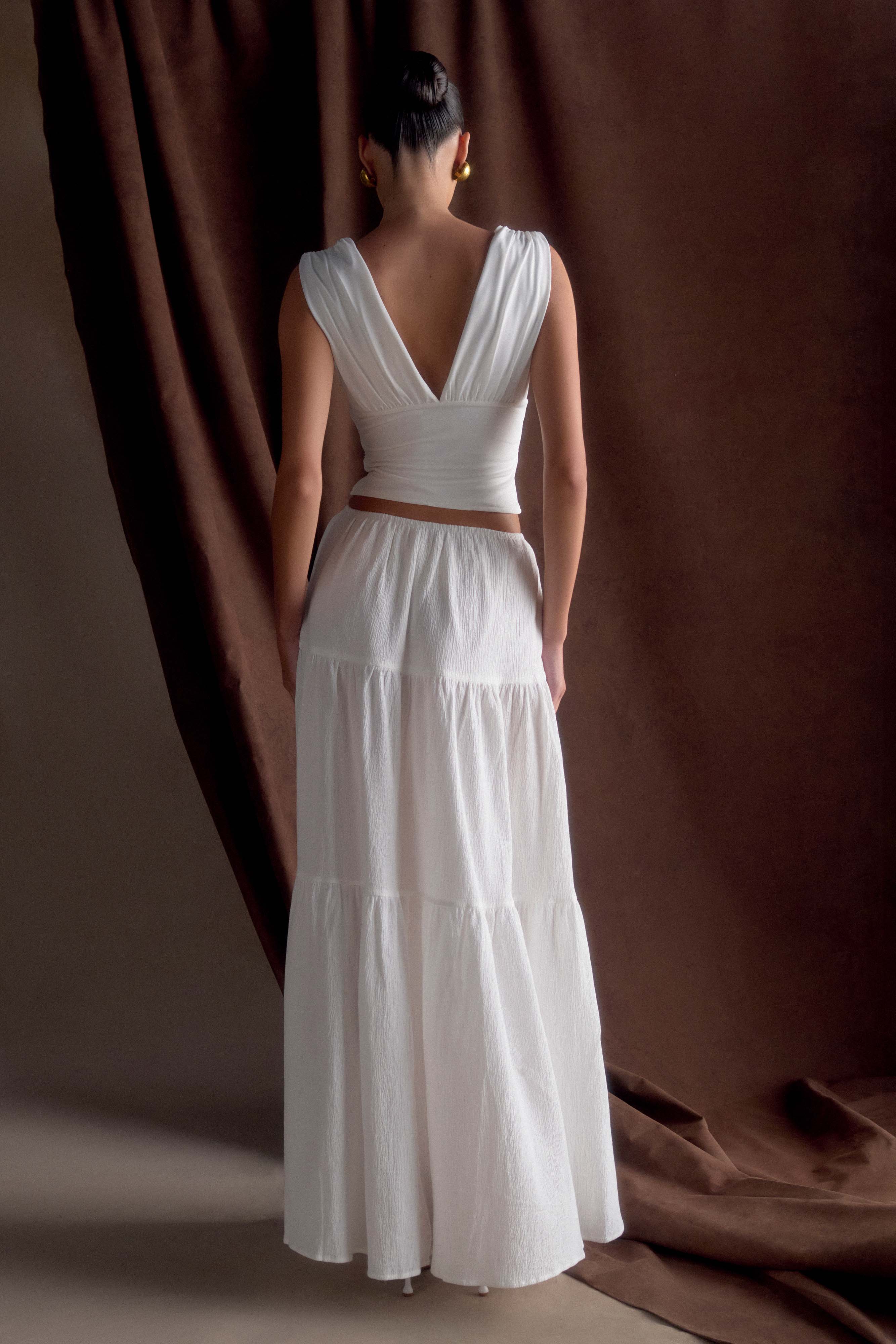Jacinda Cotton Maxi Skirt in White – Chic&Drifts