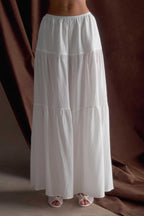 Jacinda Cotton Maxi Skirt in White – Chic&Drifts