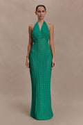 Deeliah Halterneck Crochet Maxi Dress