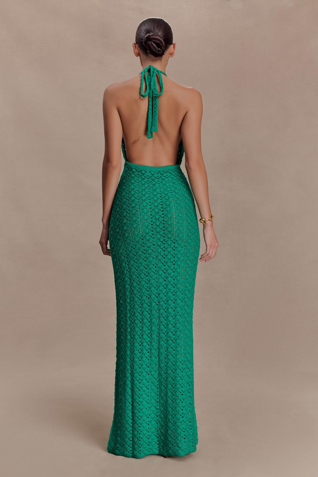 Deeliah Halterneck Crochet Maxi Dress