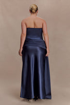 Sarah Strapless Maxi Dress With Waist Tie in Ice Blue – Chic&Drifts