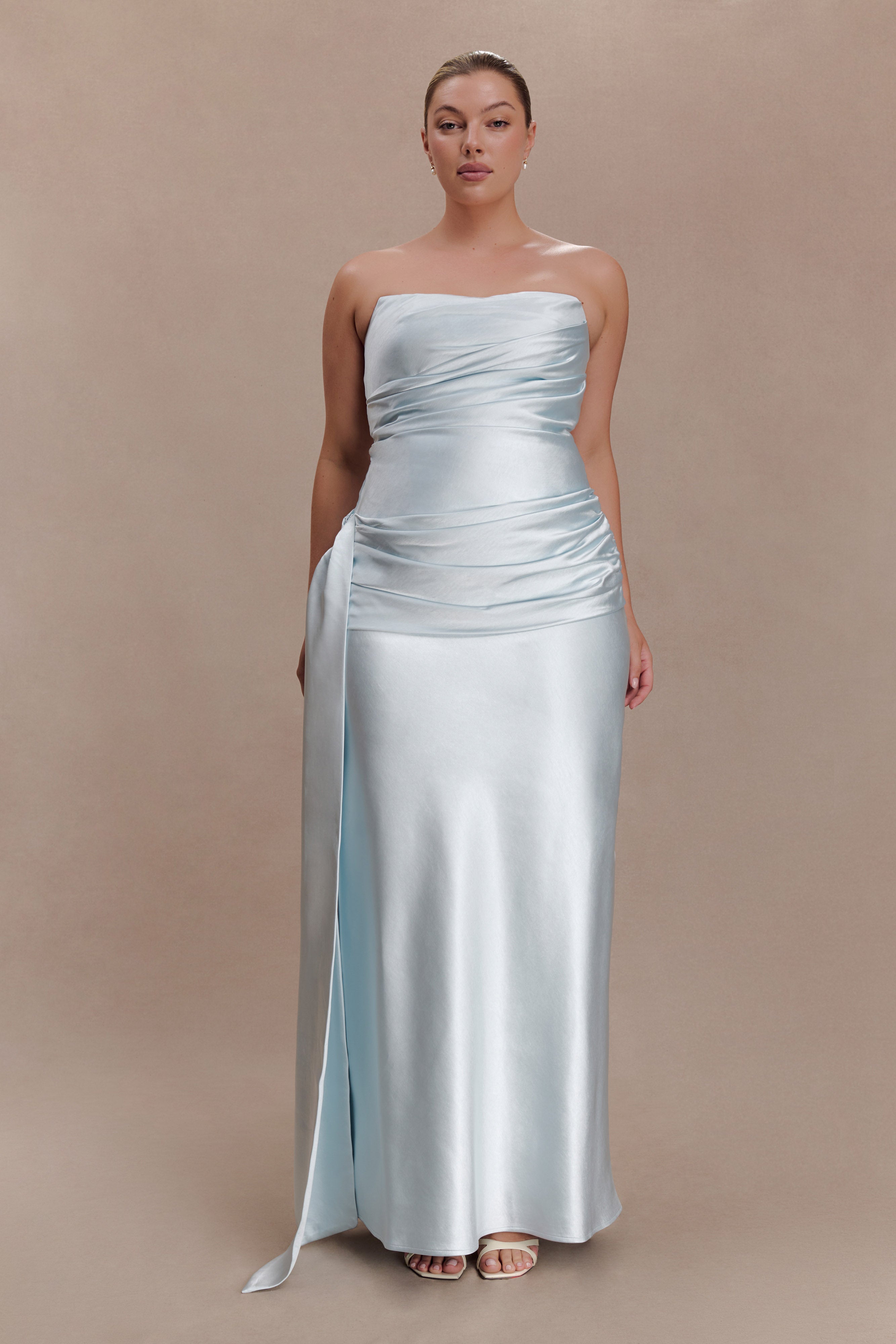 Sarah Strapless Maxi Dress With Waist Tie