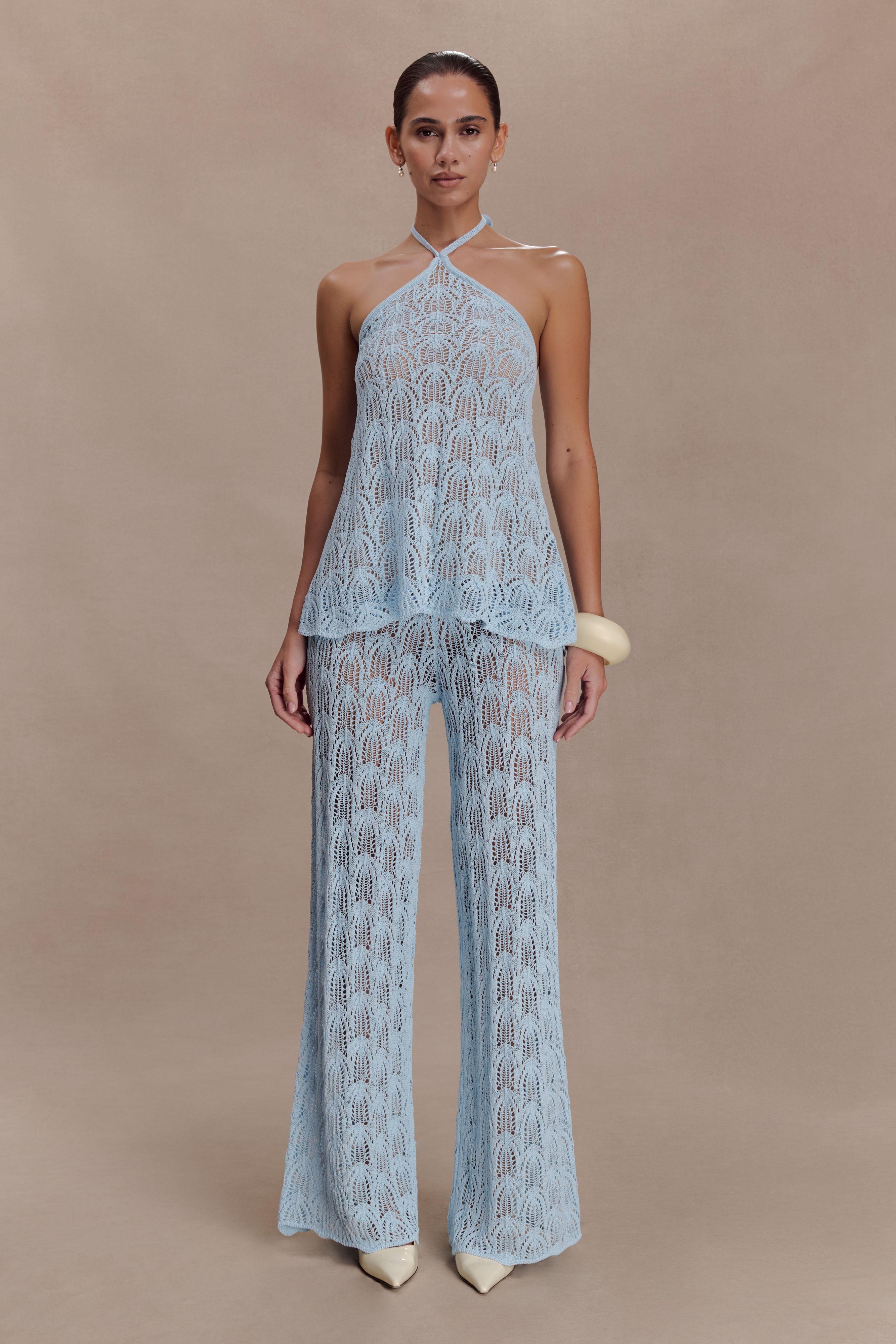 Glinda Crochet Trousers - Light Blue