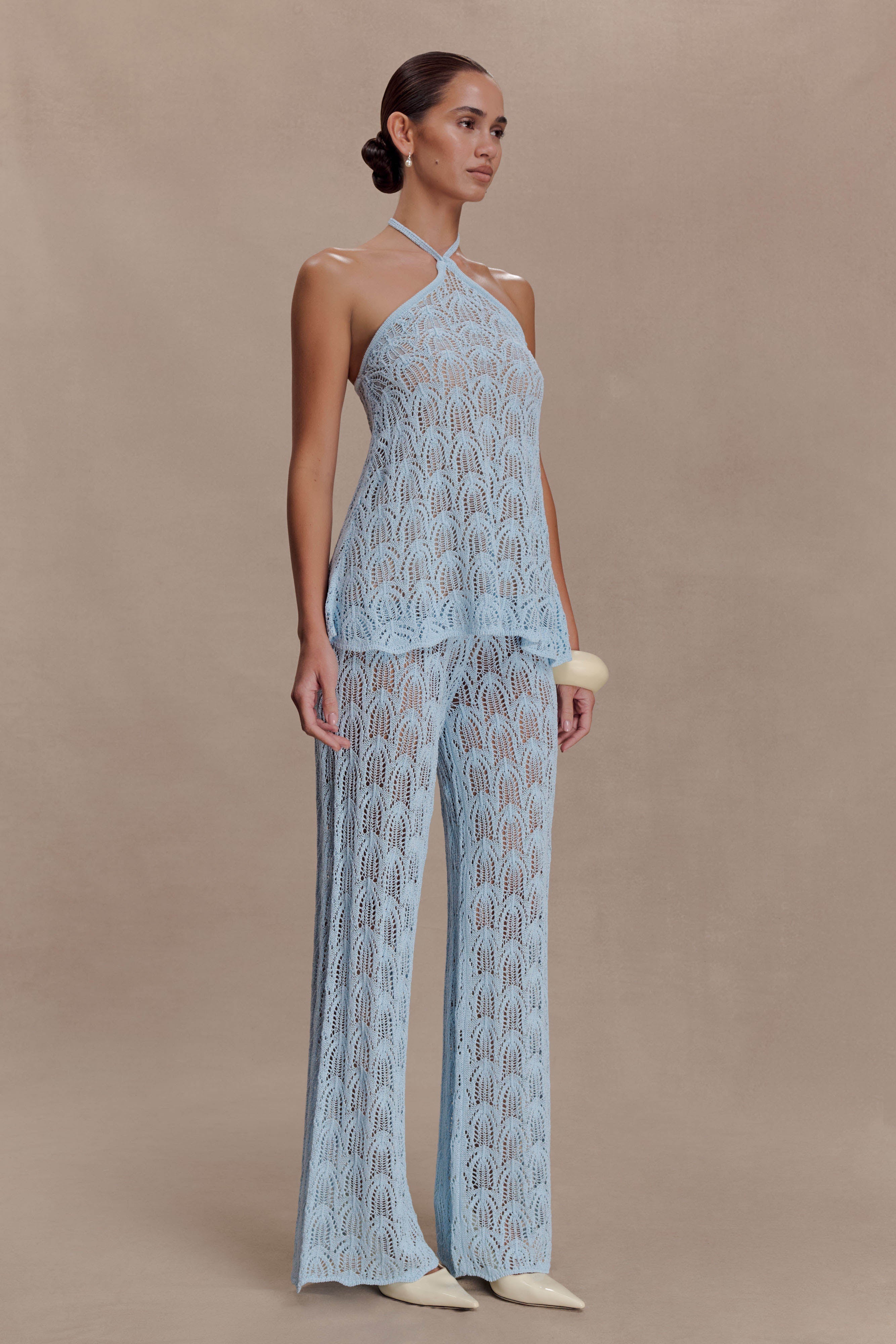 Glinda Crochet Trousers - Light Blue