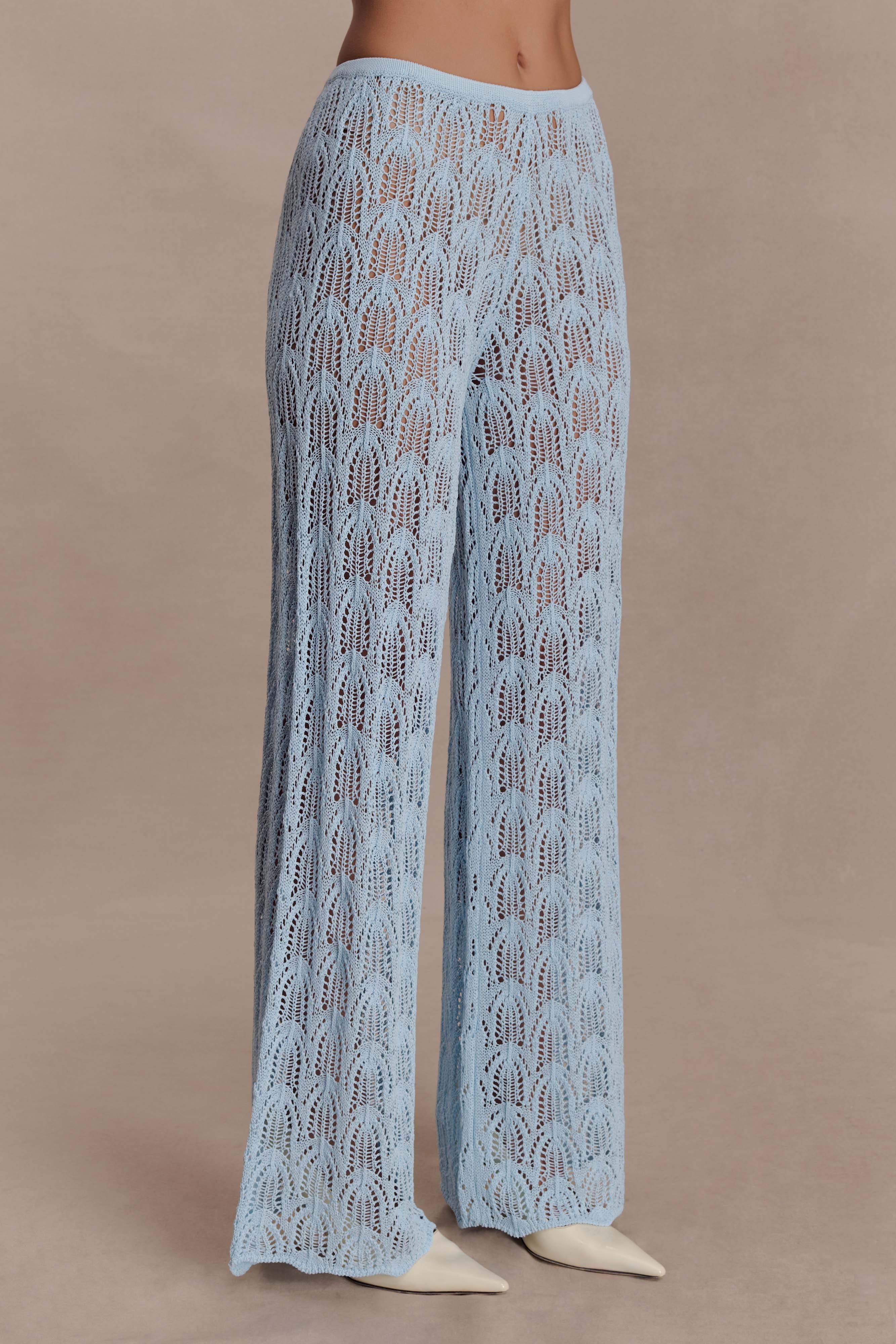 Glinda Crochet Trousers - Light Blue
