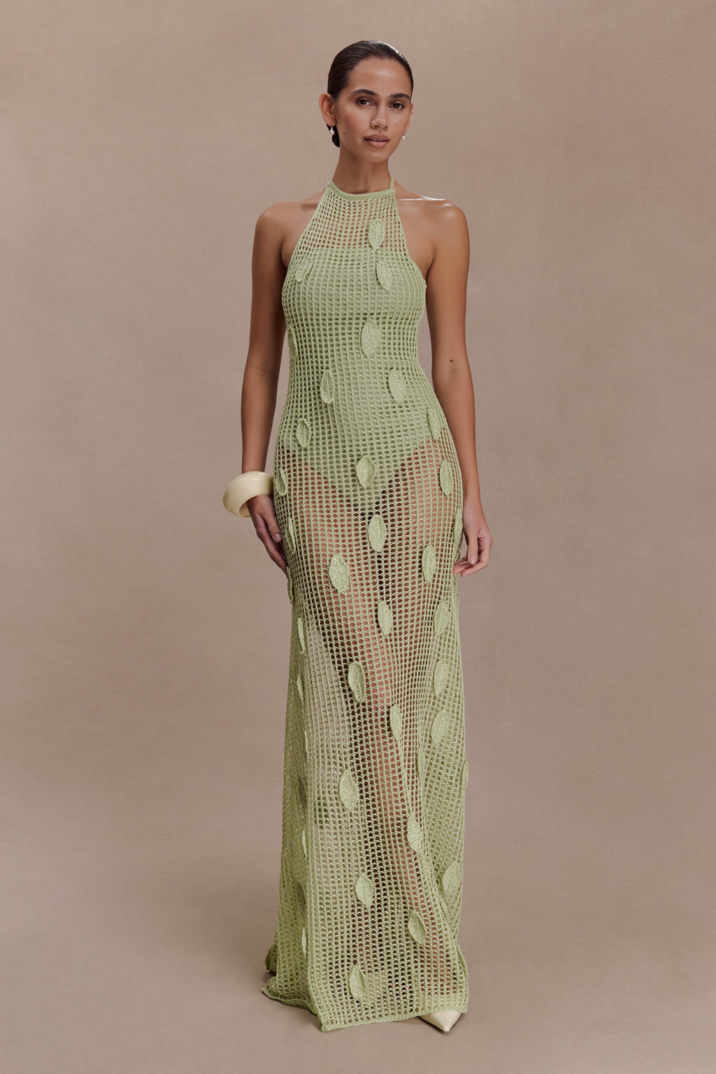 Elfie Crochet Halter Maxi Dress in Pastel Green – Chic&Drifts