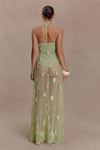 Elfie Crochet Halter Maxi Dress in Pastel Green – Chic&Drifts