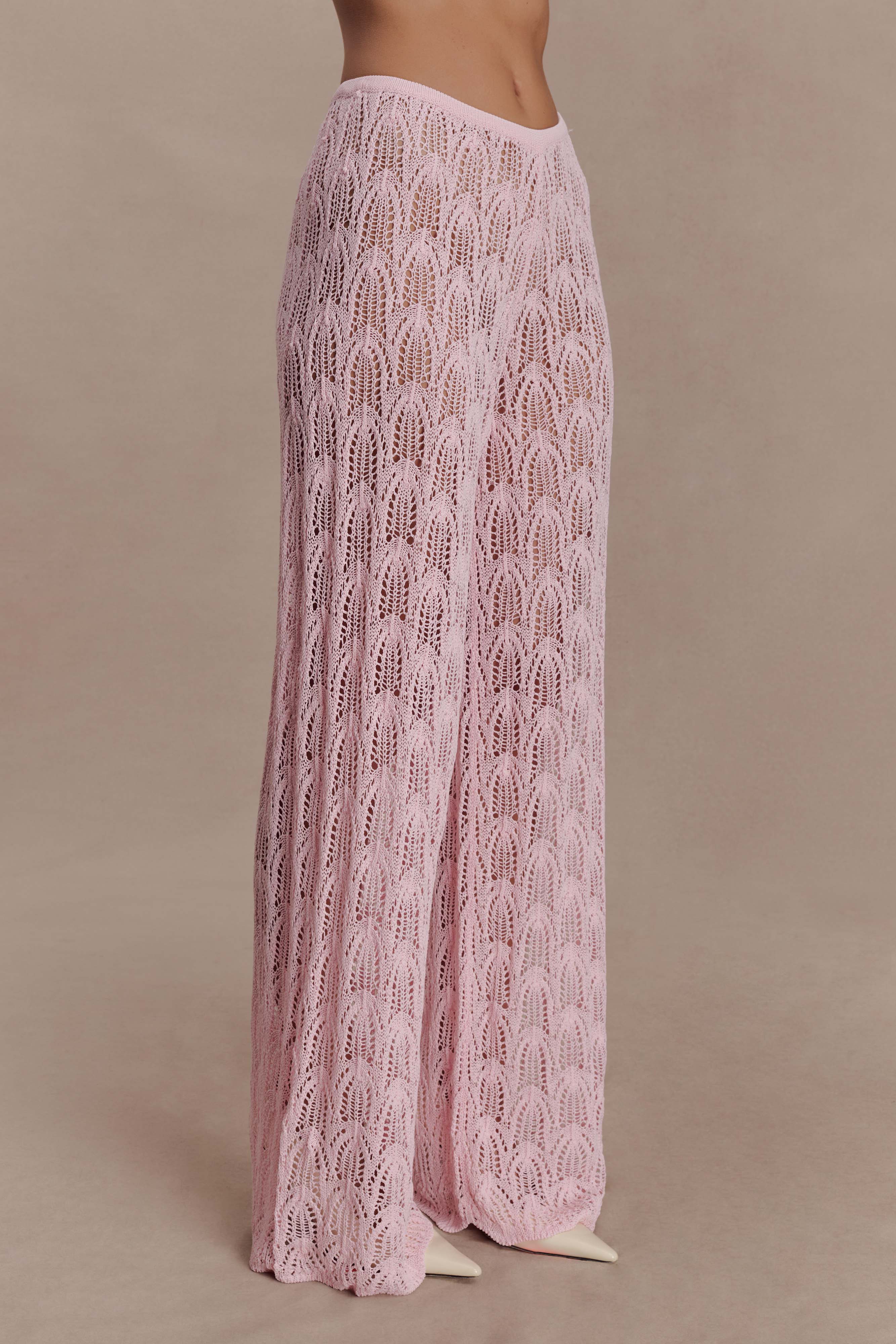 Glinda Crochet Trousers - Baby Pink