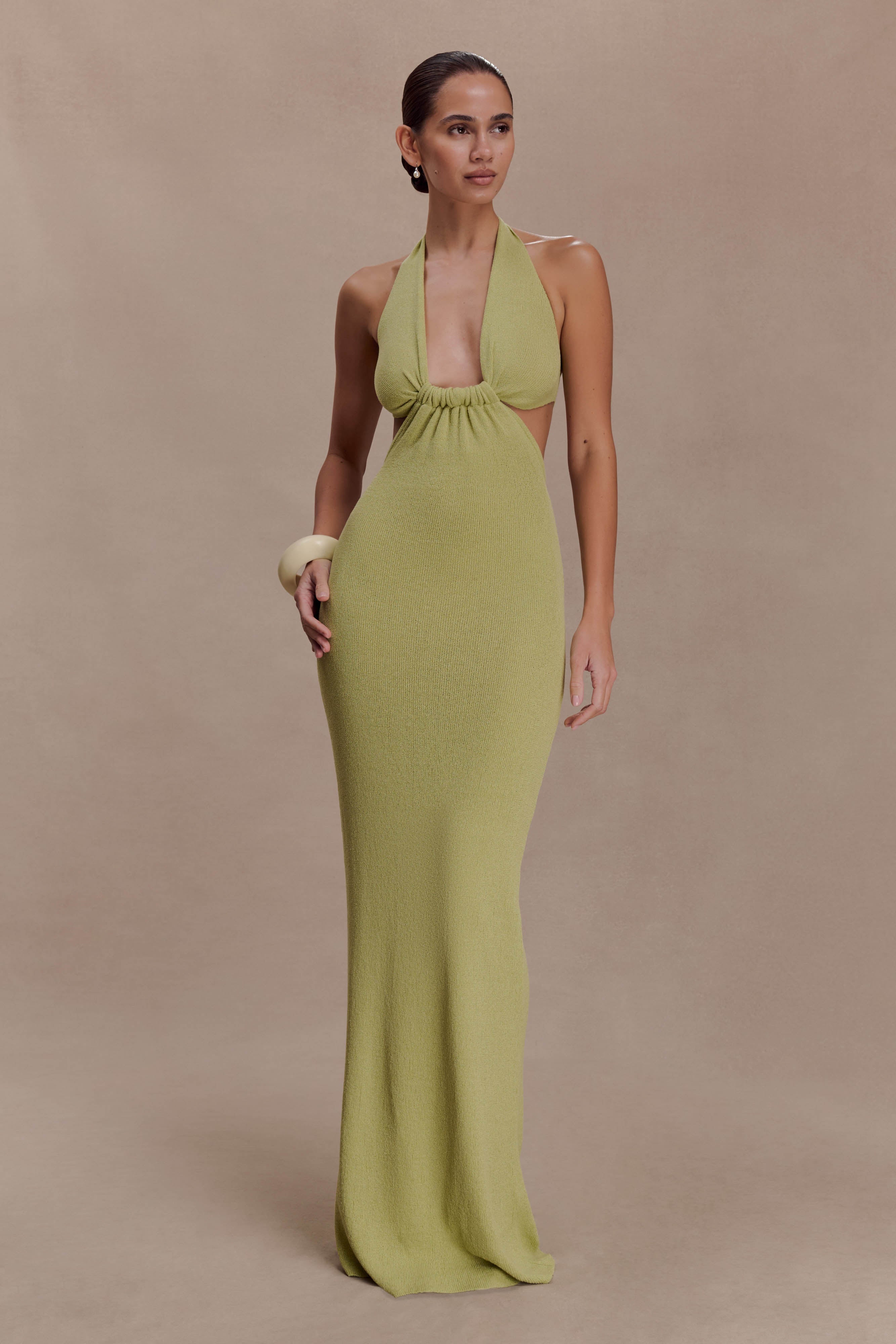 Theresea Halter Knit Maxi Dress