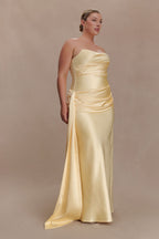 Sarah Strapless Maxi Dress With Waist Tie in Ice Blue – Chic&Drifts
