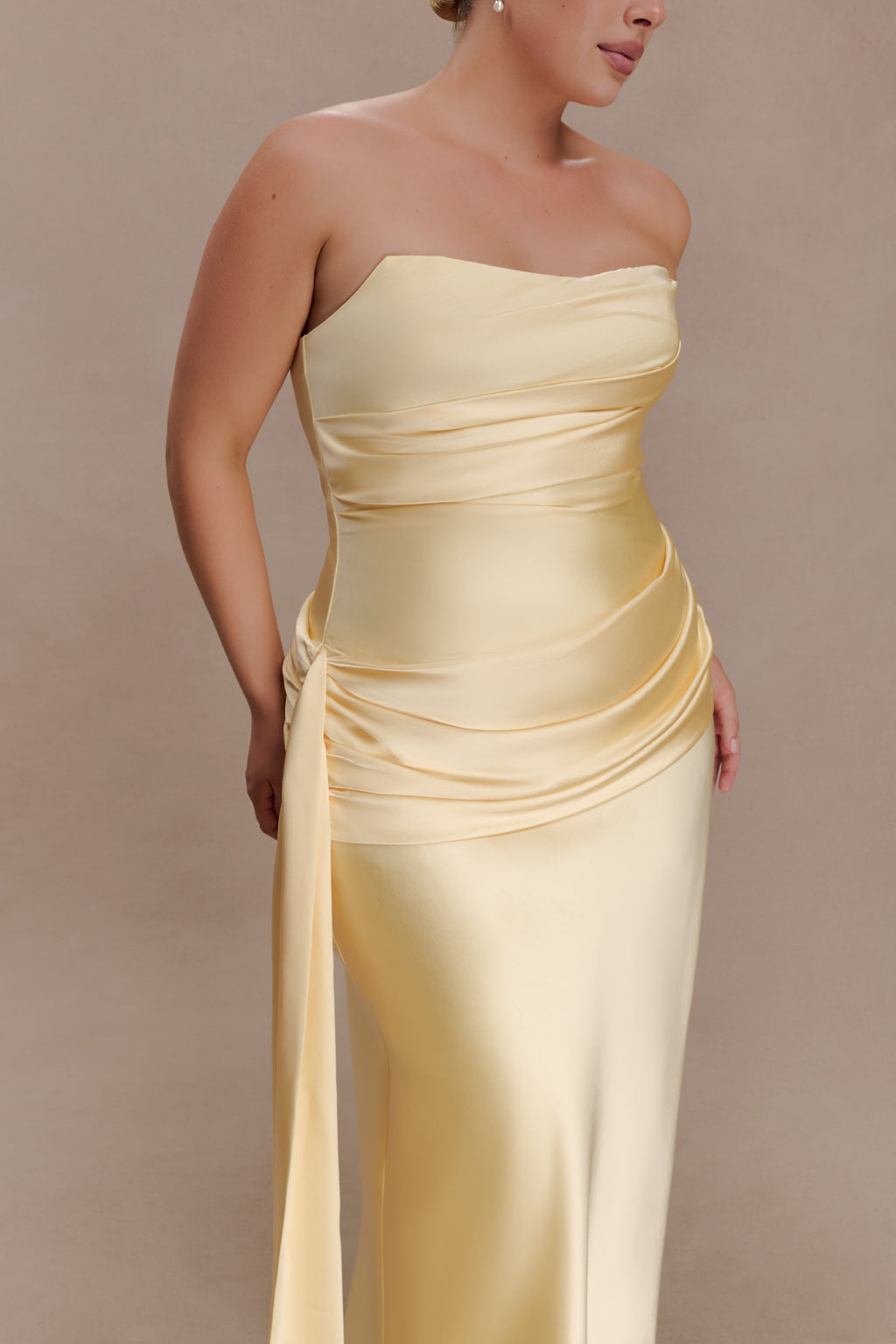 Sarah Strapless Maxi Dress With Waist Tie in Ice Blue – Chic&Drifts