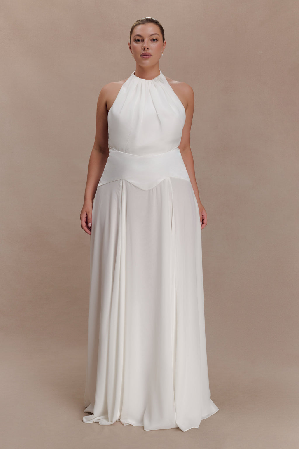 Susan Chiffon Halter Maxi Dress in Ivory – Chic&Drifts