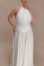 Susan Chiffon Halter Maxi Dress in Ivory – Chic&Drifts