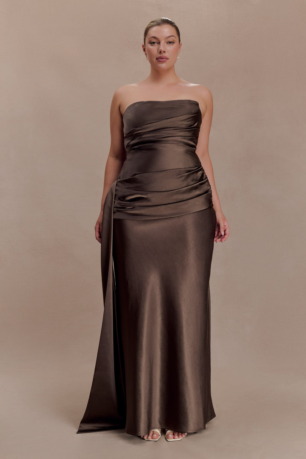 Sarah Strapless Maxi Dress With Waist Tie in Ice Blue – Chic&Drifts