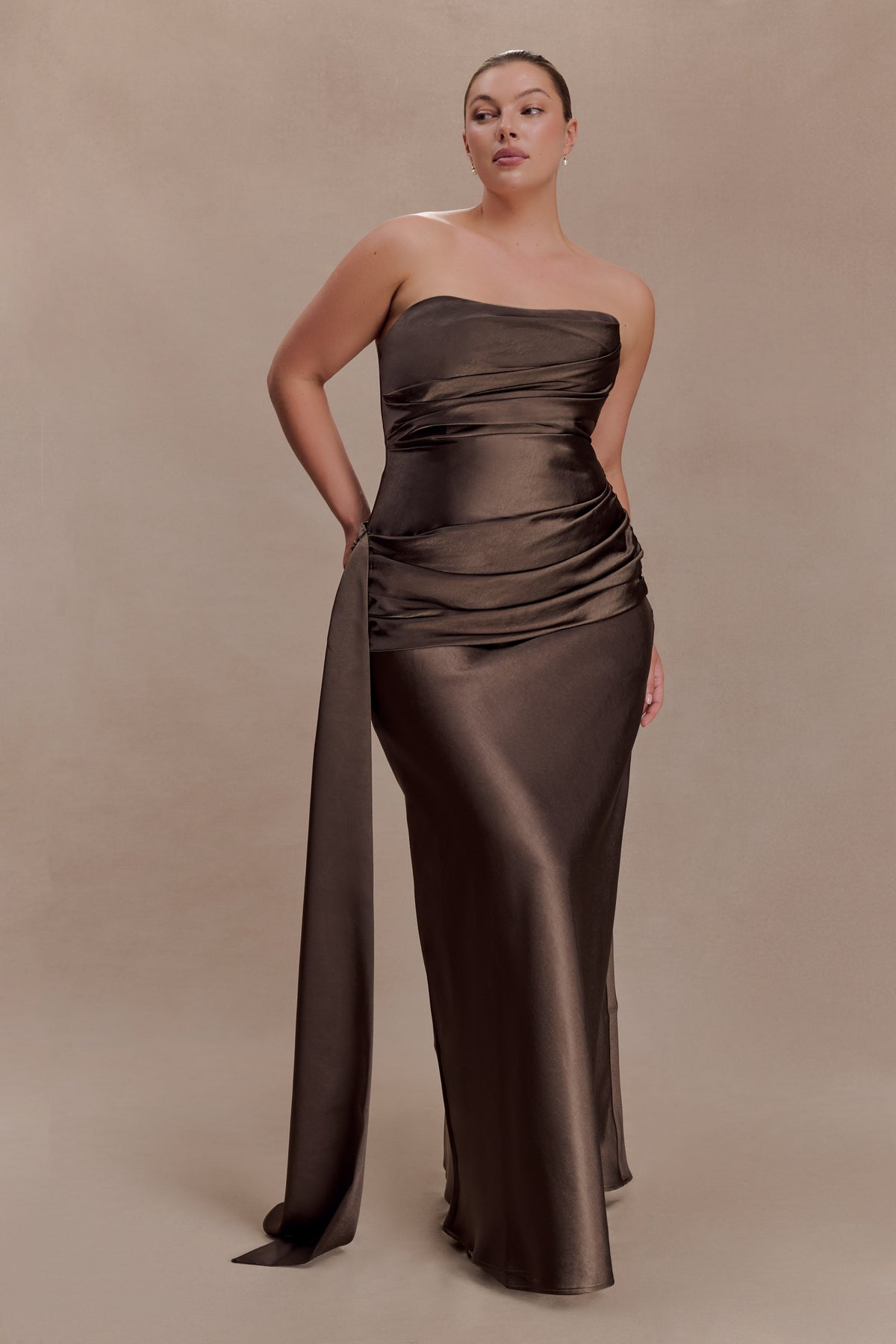 Sarah Strapless Maxi Dress With Waist Tie in Ice Blue – Chic&Drifts