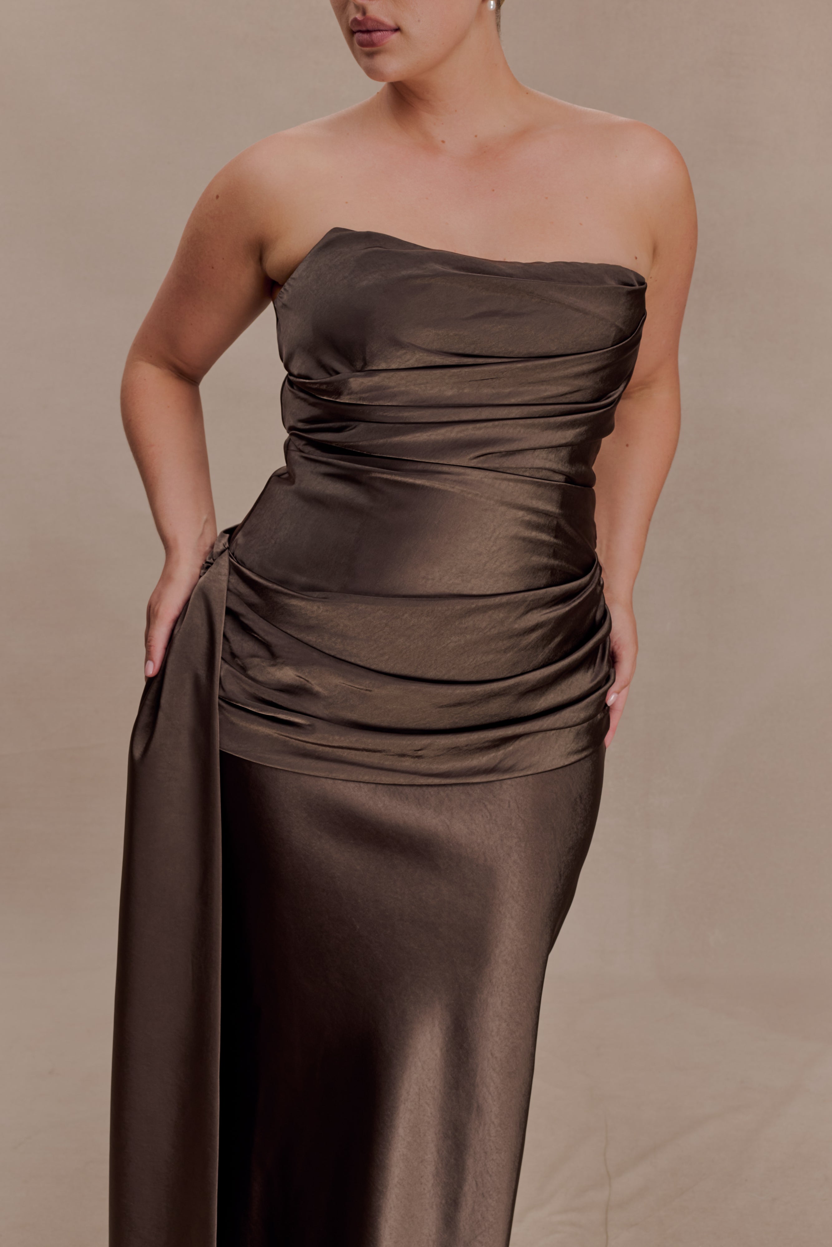 Sarah Strapless Maxi Dress With Waist Tie
