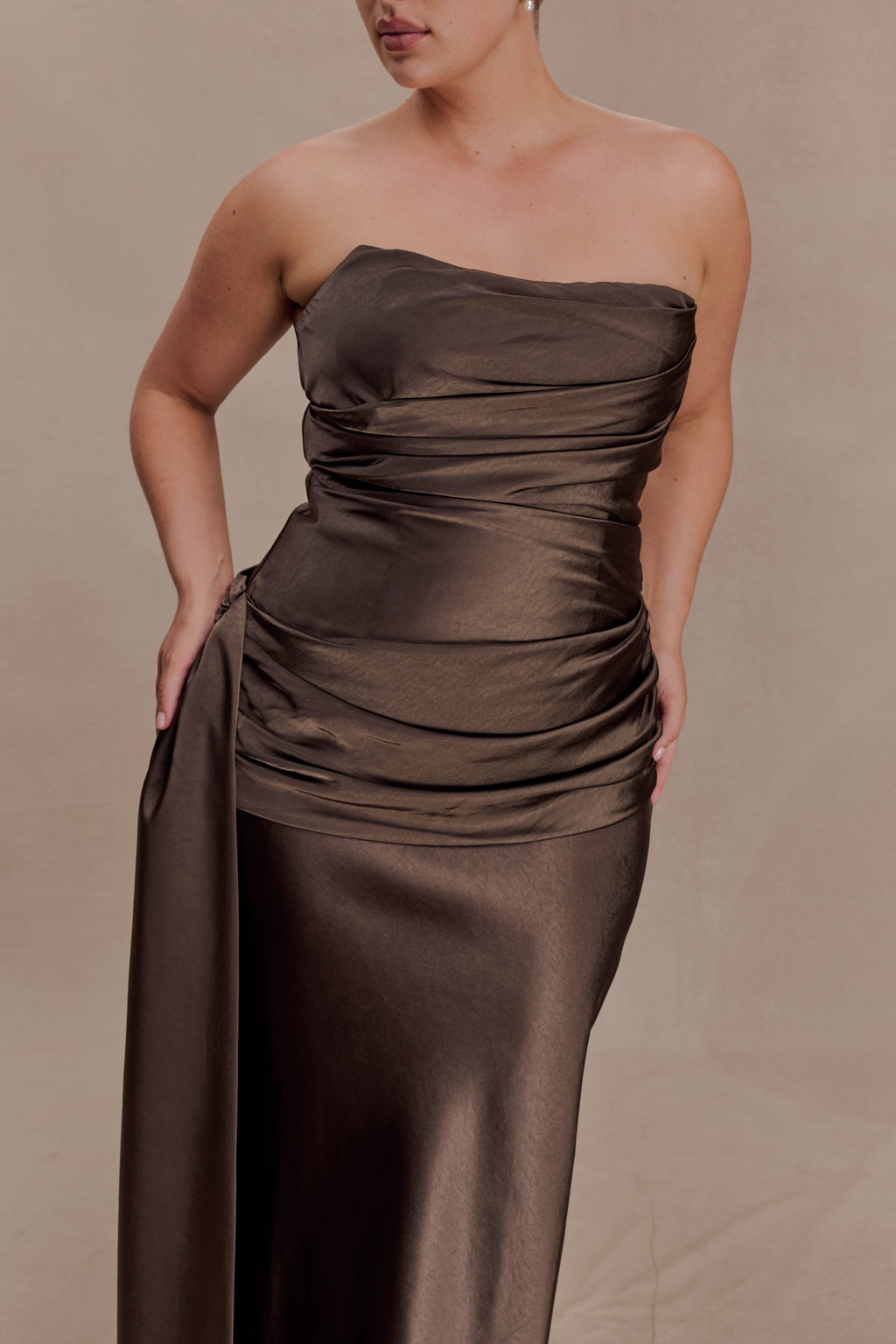 Sarah Strapless Maxi Dress With Waist Tie in Ice Blue – Chic&Drifts
