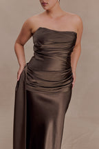 Sarah Strapless Maxi Dress With Waist Tie in Ice Blue – Chic&Drifts