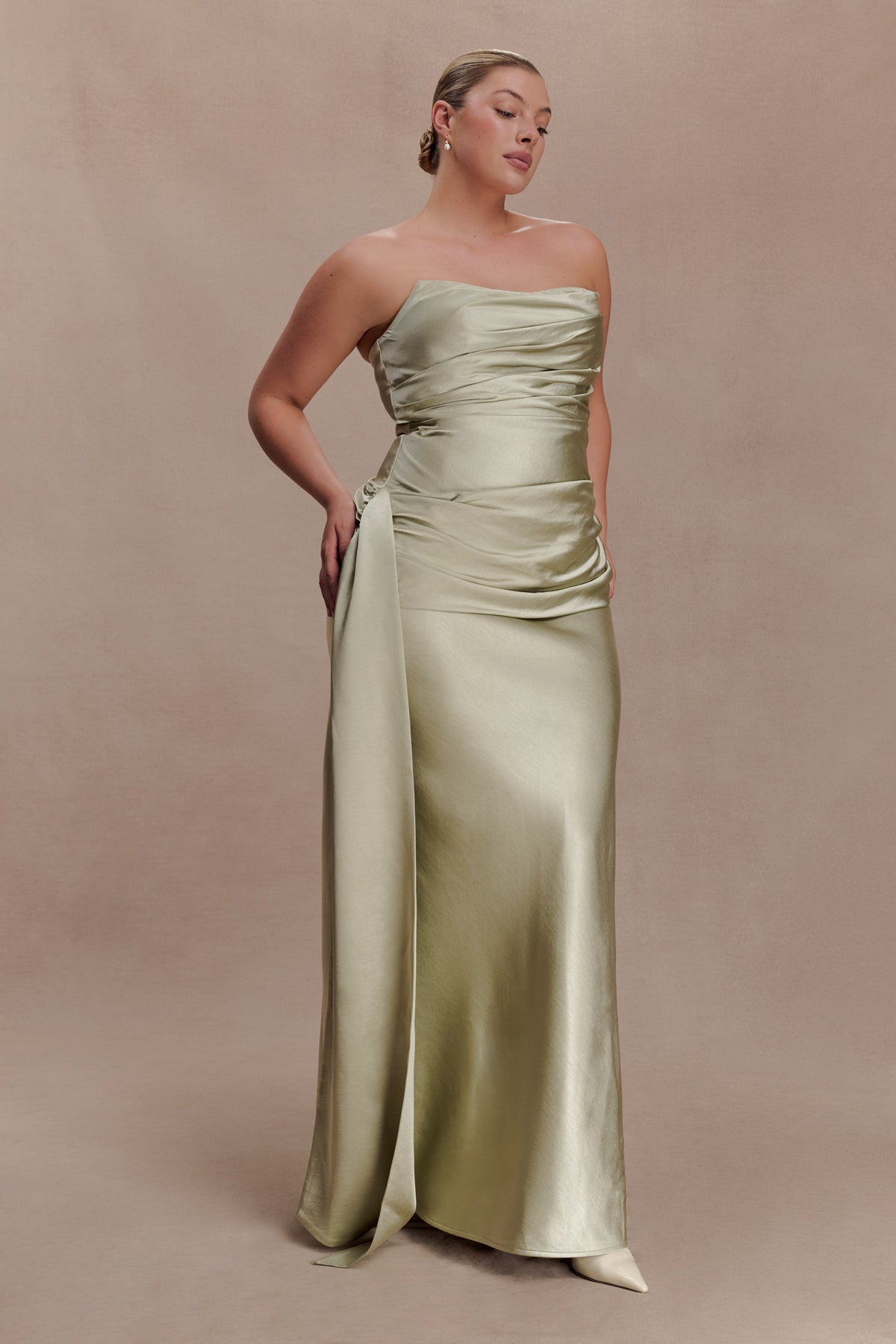 Sarah Strapless Maxi Dress With Waist Tie in Ice Blue – Chic&Drifts