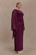 Samantha Waterfall Sleeves Maxi Dress in Wine – Chic&Drifts