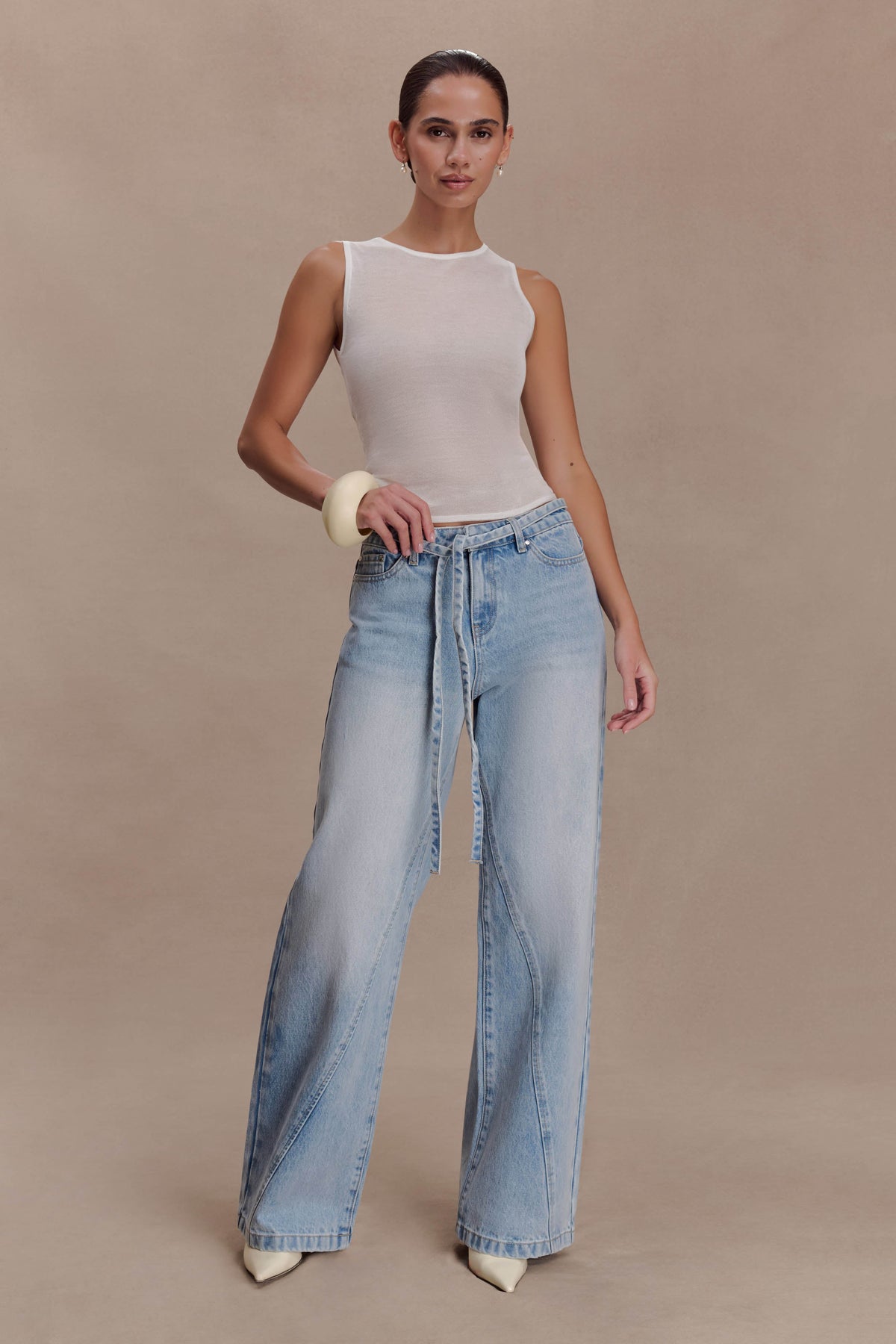 Dollie Sheer Knit Tank Top in Ivory – Chic&Drifts