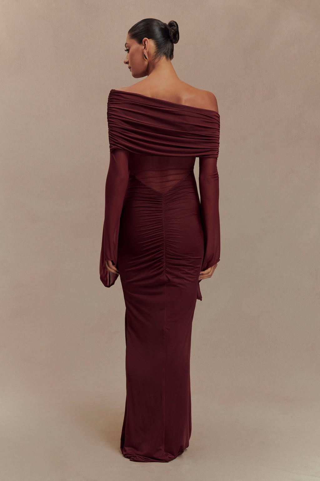 Kaitlin One Shoulder Slinky And Mesh Maxi Dress