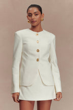 Asia Mixed Button Blazer in Ivory – Chic&Drifts