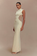 Massie Slinky And Mesh Maxi Dress in Lemon – Chic&Drifts