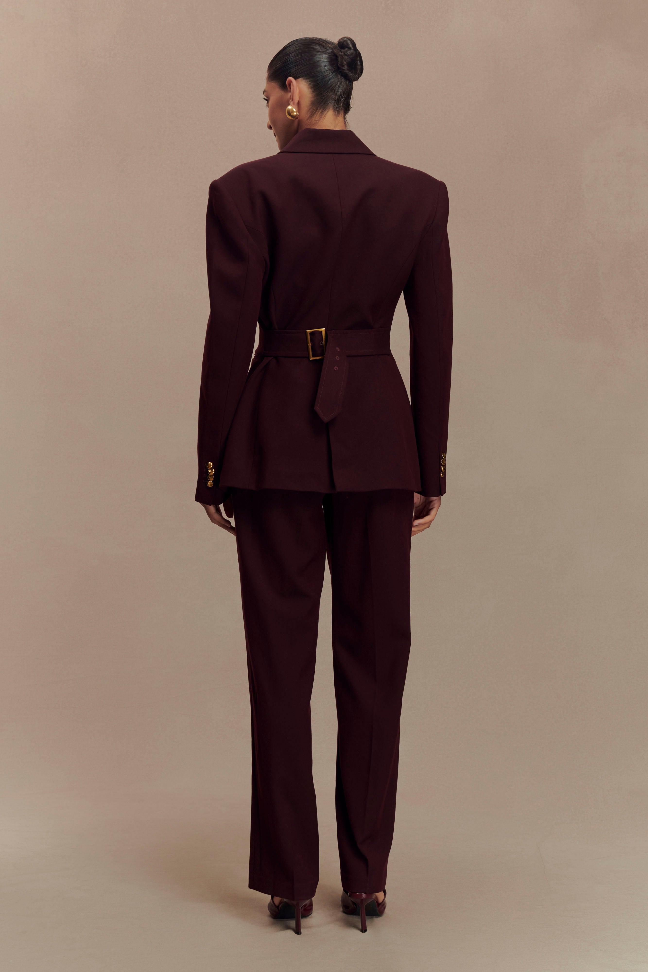 Penelope Pleated High Waisted Pants in Mahogany – Chic&Drifts