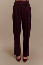 Penelope Pleated High Waisted Pants in Mahogany – Chic&Drifts