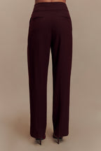 Penelope Pleated High Waisted Pants in Mahogany – Chic&Drifts