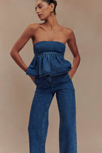 Pauline Strapless Denim Top in 90'S Blue – Chic&Drifts