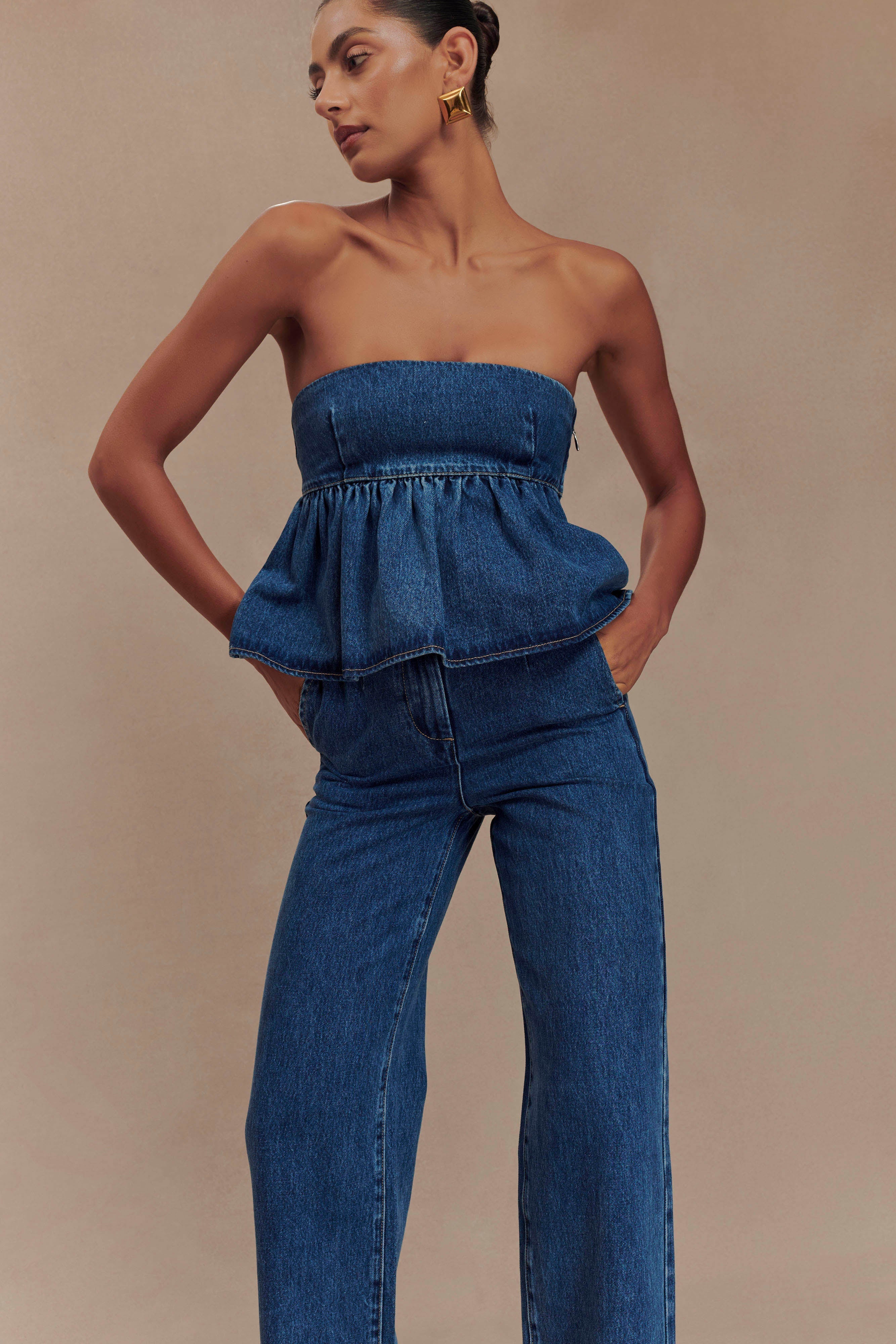 Pauline Strapless Denim Top in 90'S Blue – Chic&Drifts