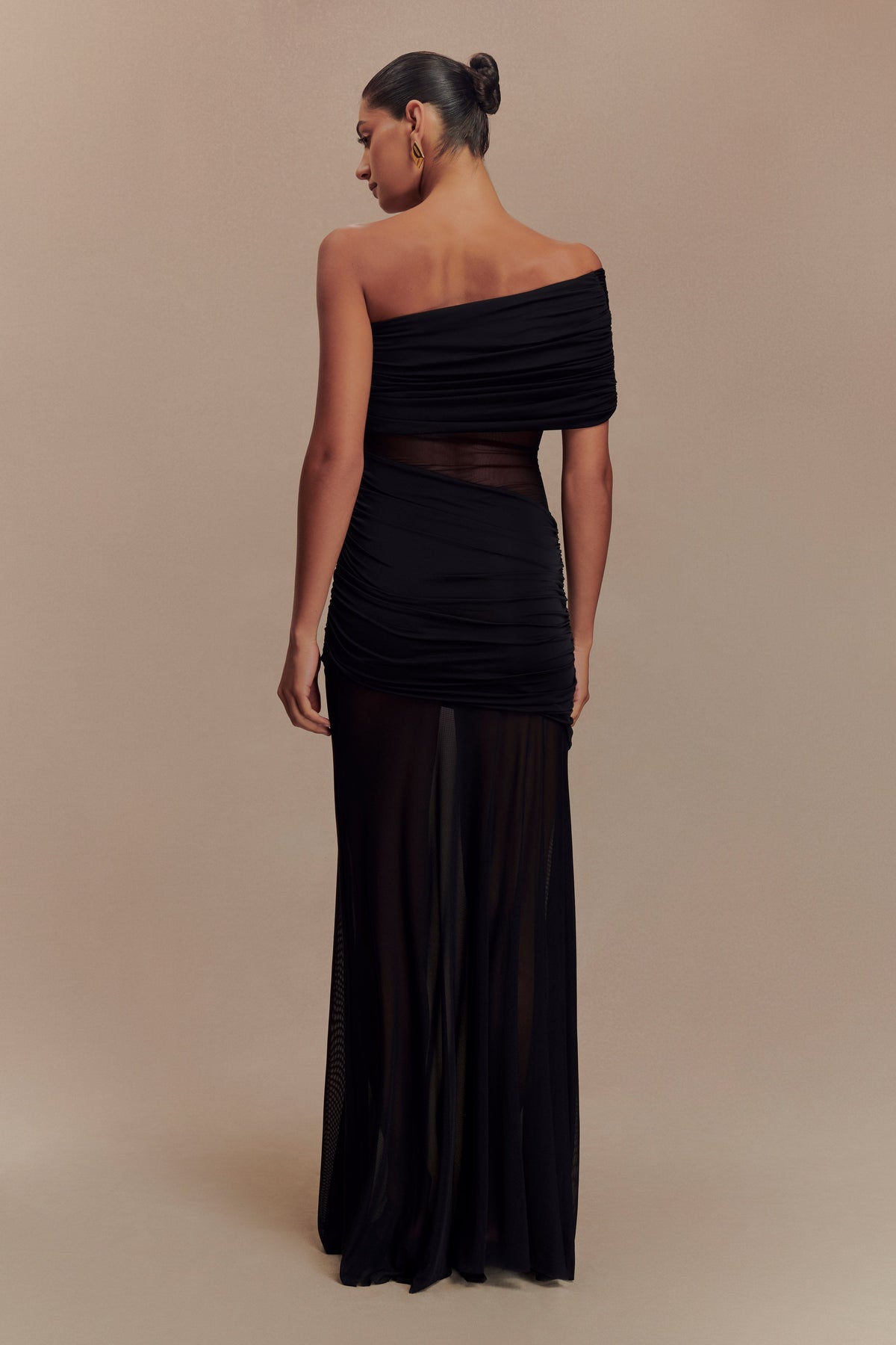 Dallas One Shoulder Mesh Maxi Dress in Black – Chic&Drifts