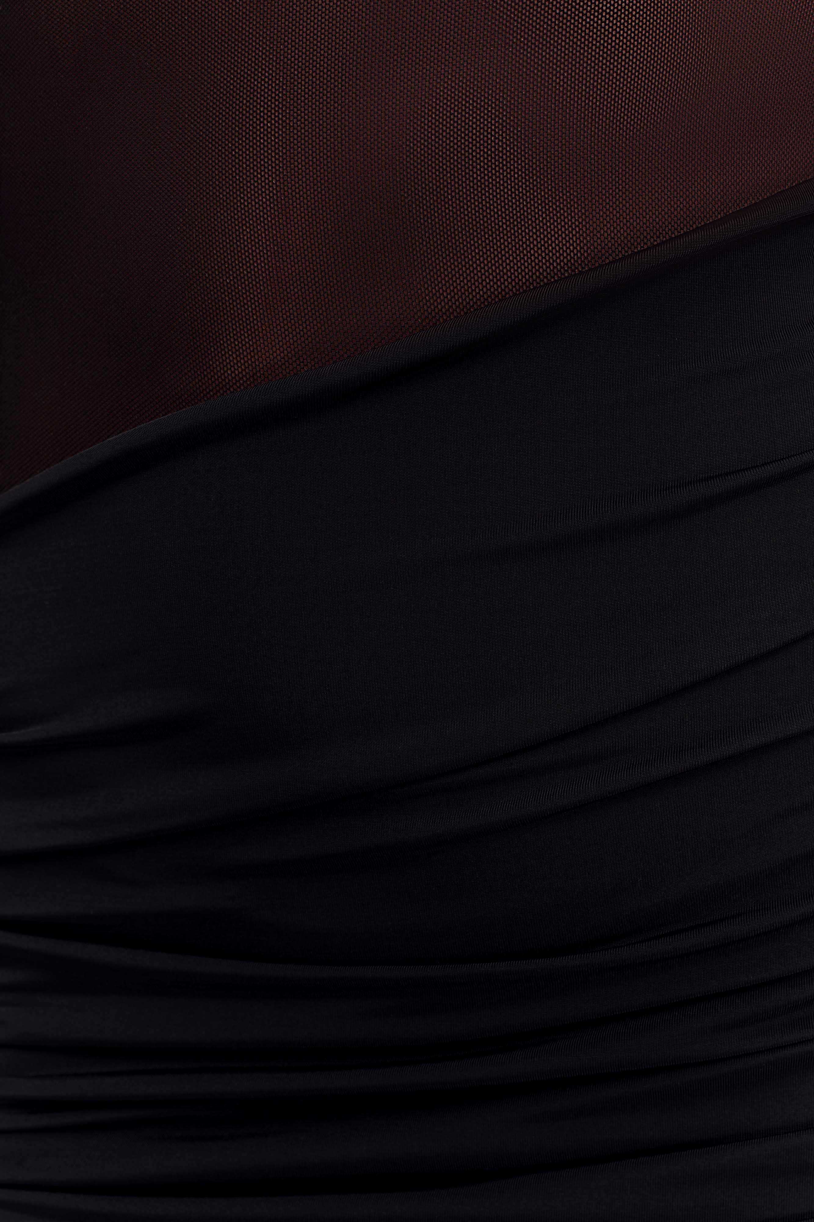 Dallas One Shoulder Mesh Maxi Dress in Black – Chic&Drifts