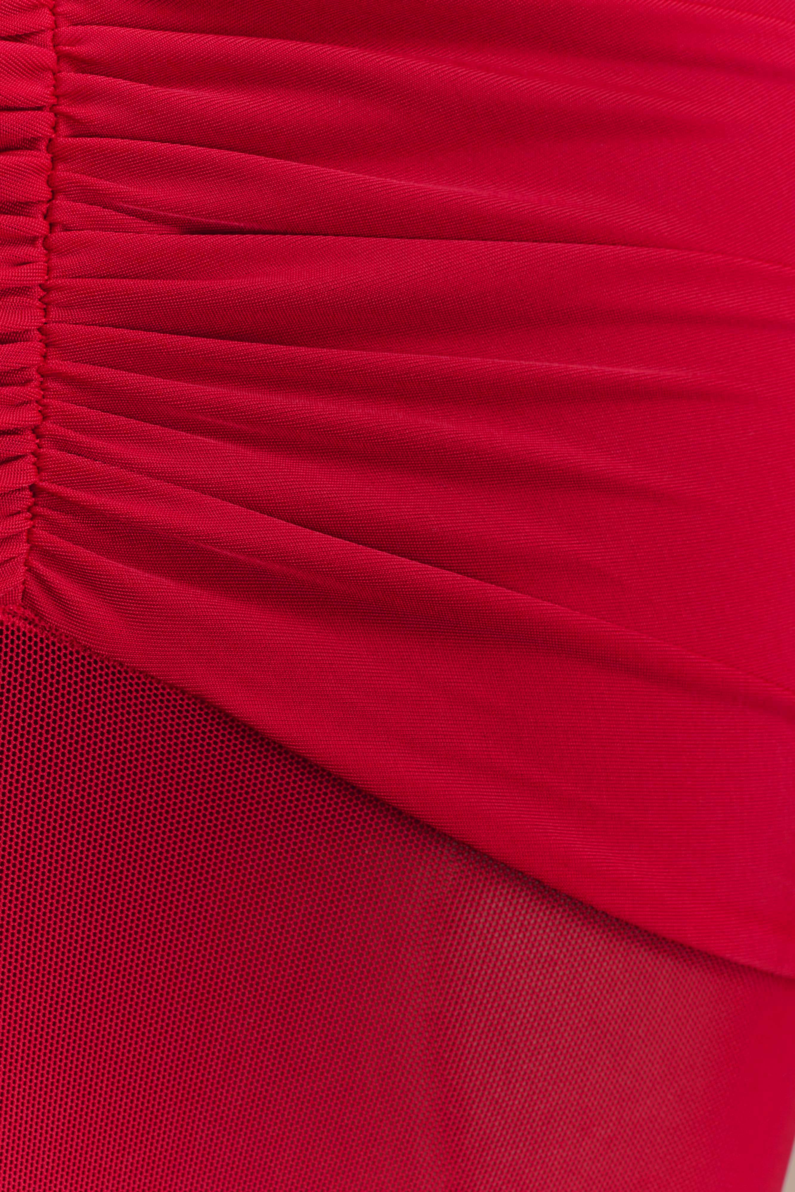 Delaney Slinky And Mesh Maxi Dress in Red – Chic&Drifts