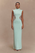 Massie Slinky And Mesh Maxi Dress in Lagoon – Chic&Drifts