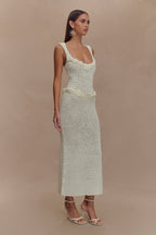 Teagan Floral Hand Crochet Midi Dress in Ivory – Chic&Drifts
