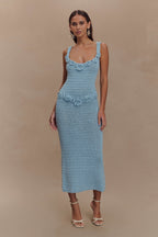 Teagan Floral Hand Crochet Midi Dress in Blue – Chic&Drifts