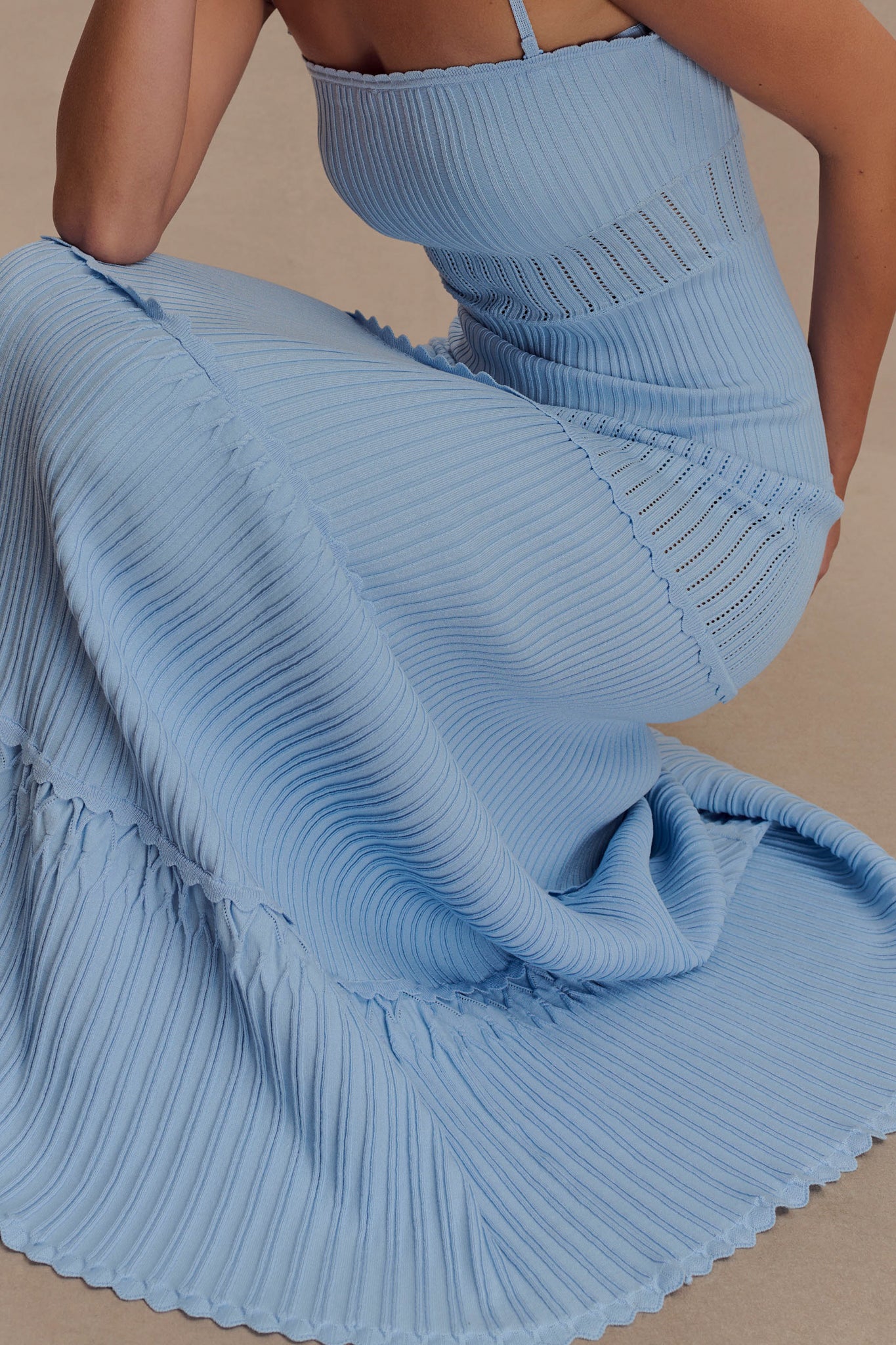 Finley Pointelle Knit Maxi Dress in Cornflower Blue – Chic&Drifts