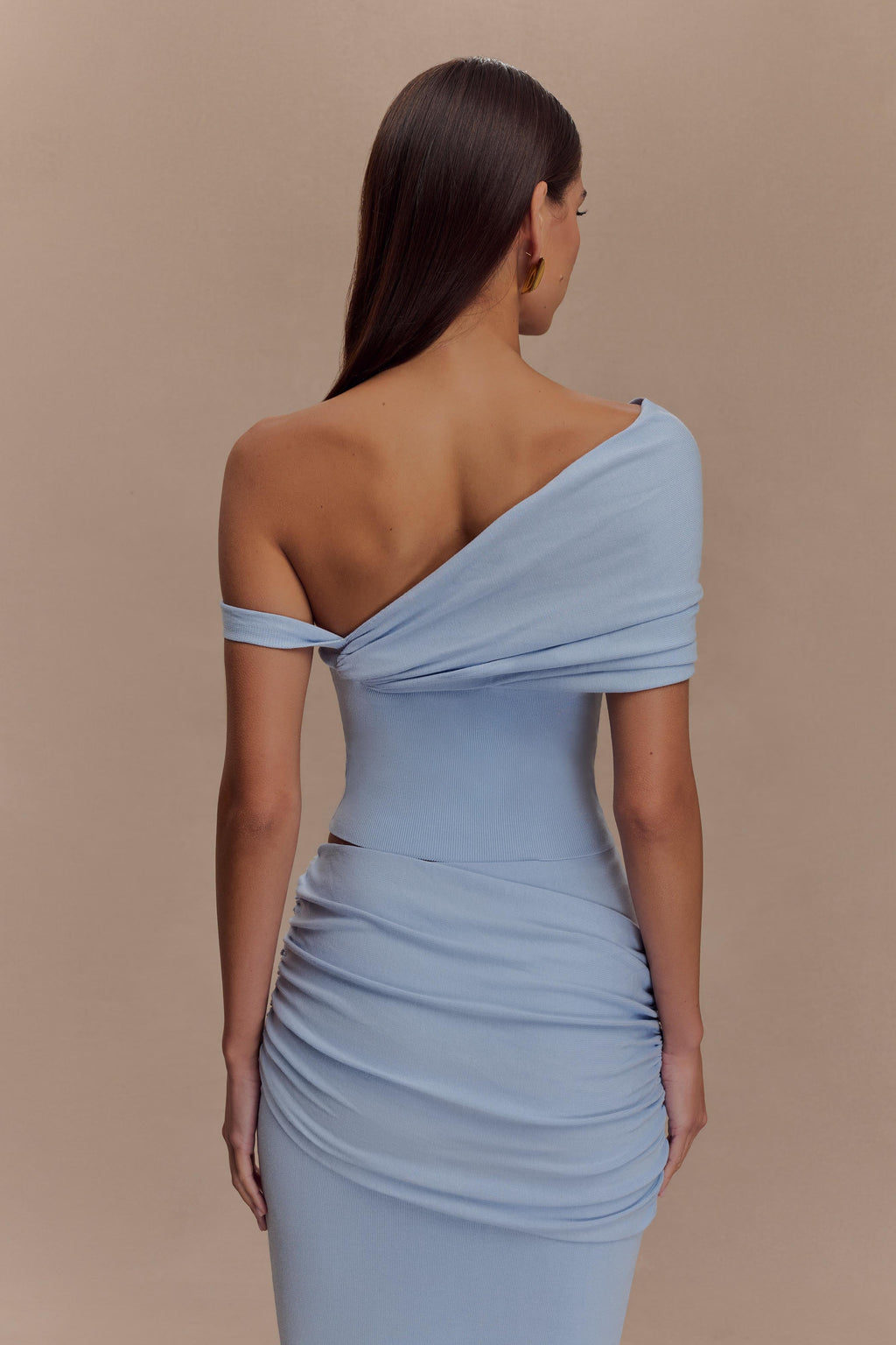 Irene Gathered Knit Top in Blue – Chic&Drifts