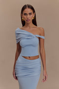 Irene Gathered Knit Top in Blue – Chic&Drifts