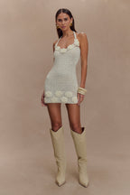 Liyah Floral Hand Crochet Mini Dress in Ivory – Chic&Drifts
