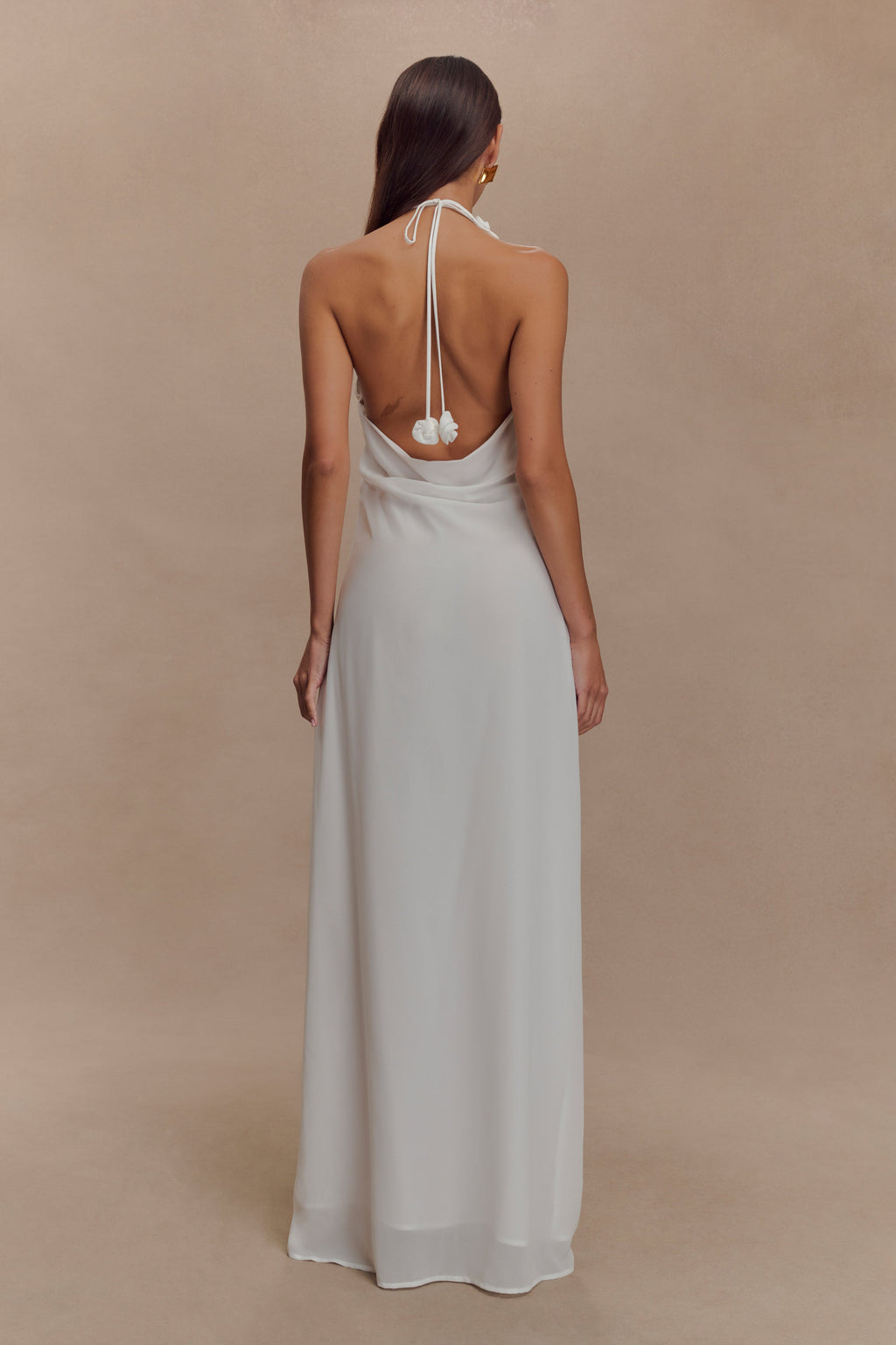 Rosalia Cowl Neck Maxi Dress in White – Chic&Drifts