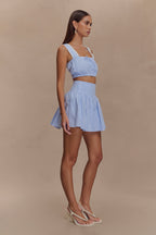 Gretel Sleeveless Crop Top in Blue Pinstripe – Chic&Drifts