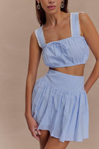 Gretel Sleeveless Crop Top in Blue Pinstripe – Chic&Drifts