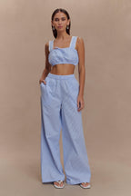 Gretel Sleeveless Crop Top in Blue Pinstripe – Chic&Drifts