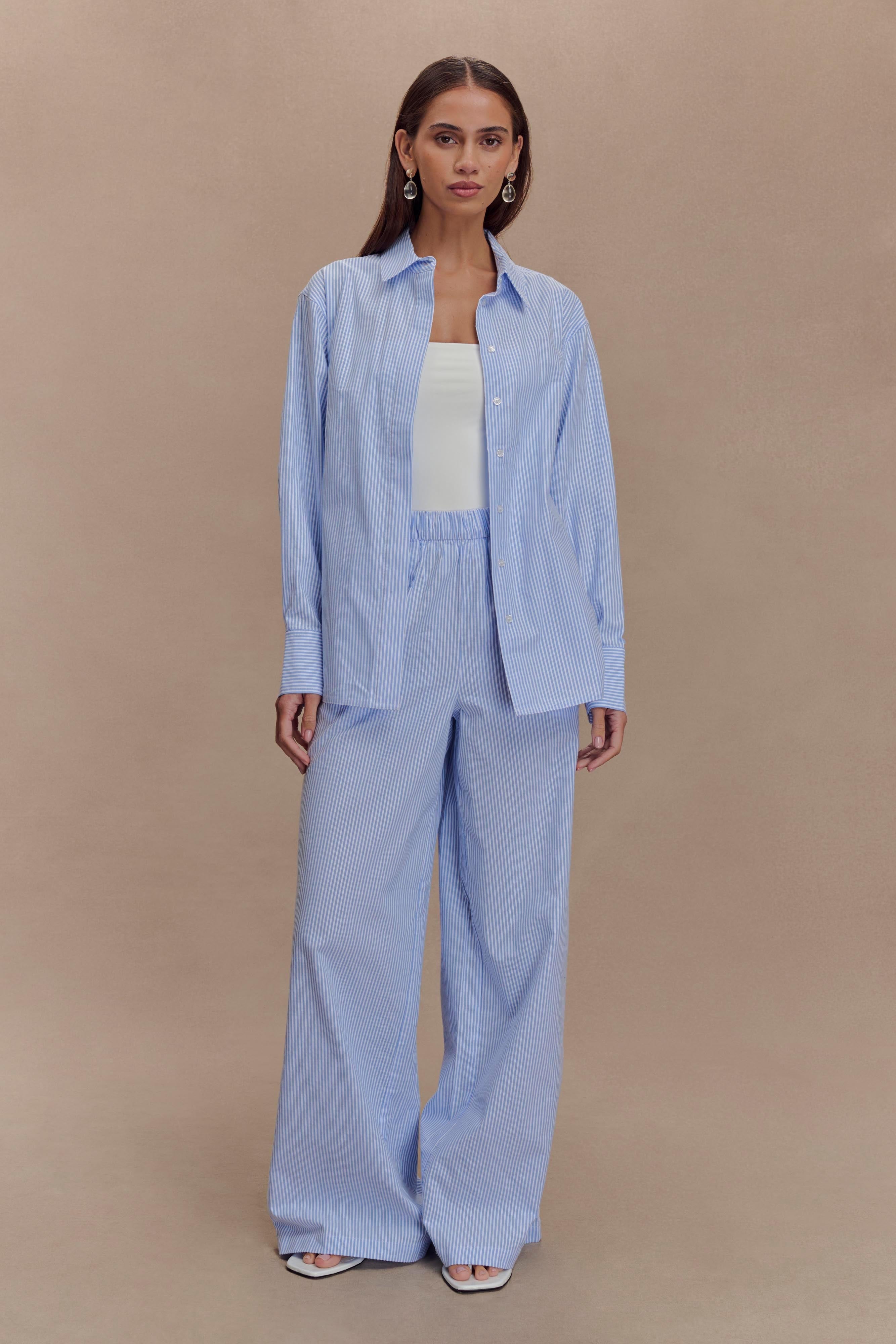 Hansen Oversized Shirt in Blue Pinstripe – Chic&Drifts