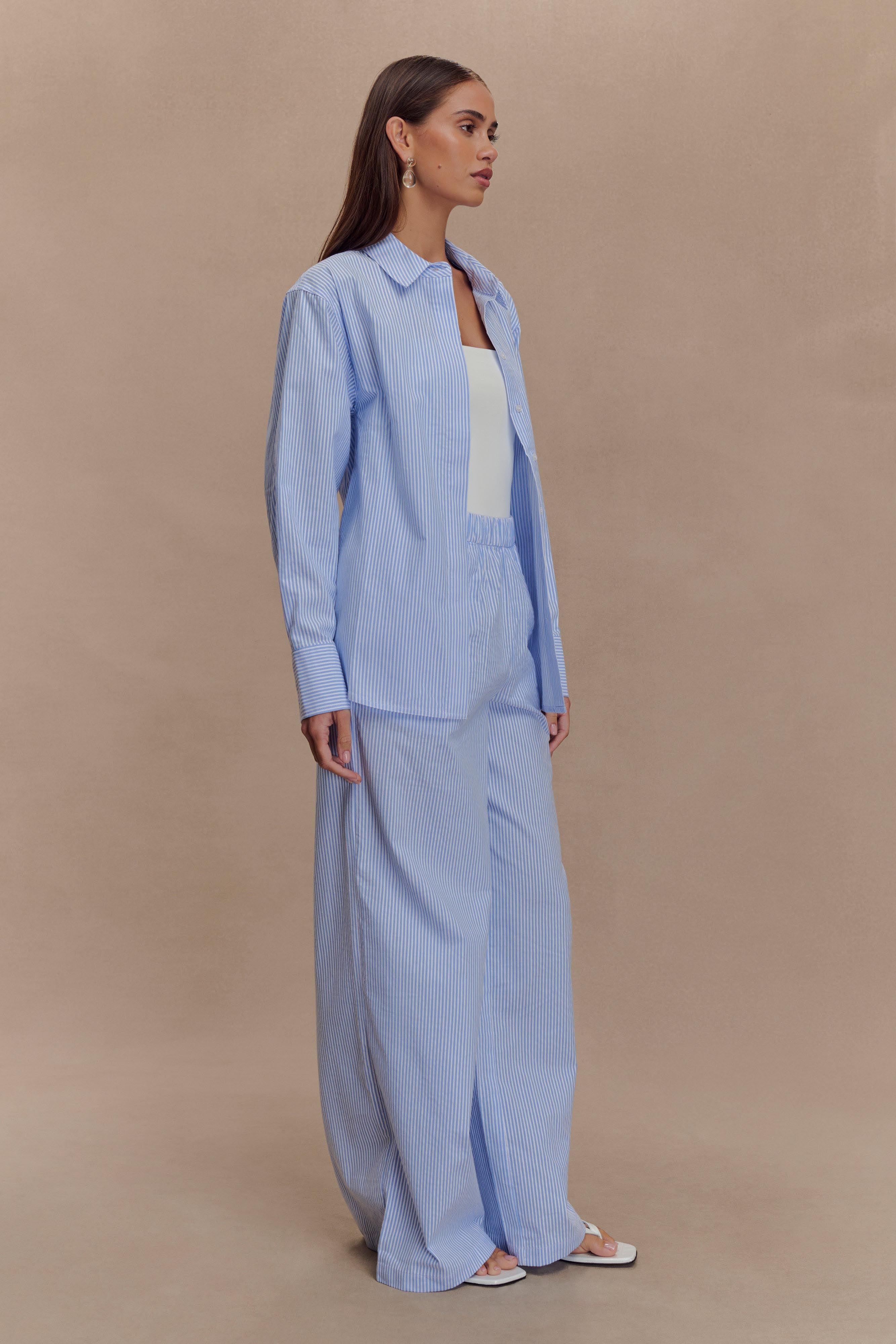 Hansen Wide Leg Pants in Blue Pinstripe – Chic&Drifts